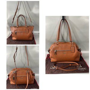 Coach # 36560 British Tan Pebbled Leather Large Prairie Satchel Convertible